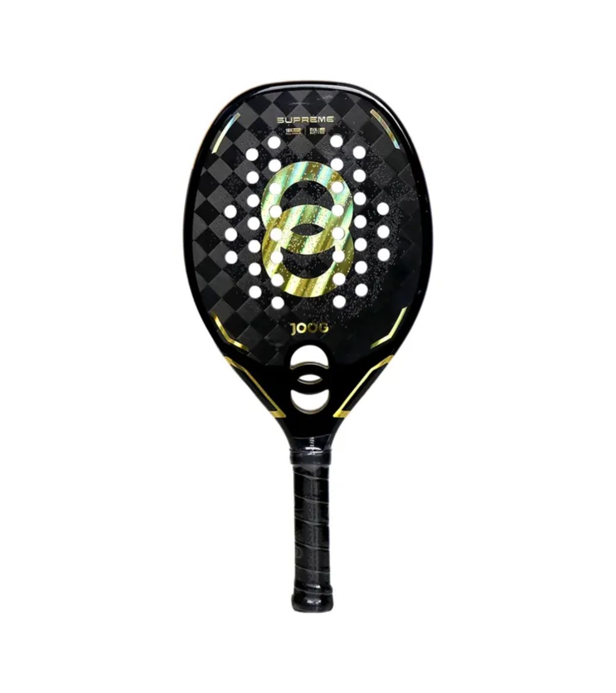 Raquete Beach Tennis JOOG Supreme 18K Pro carbono preto e dourado