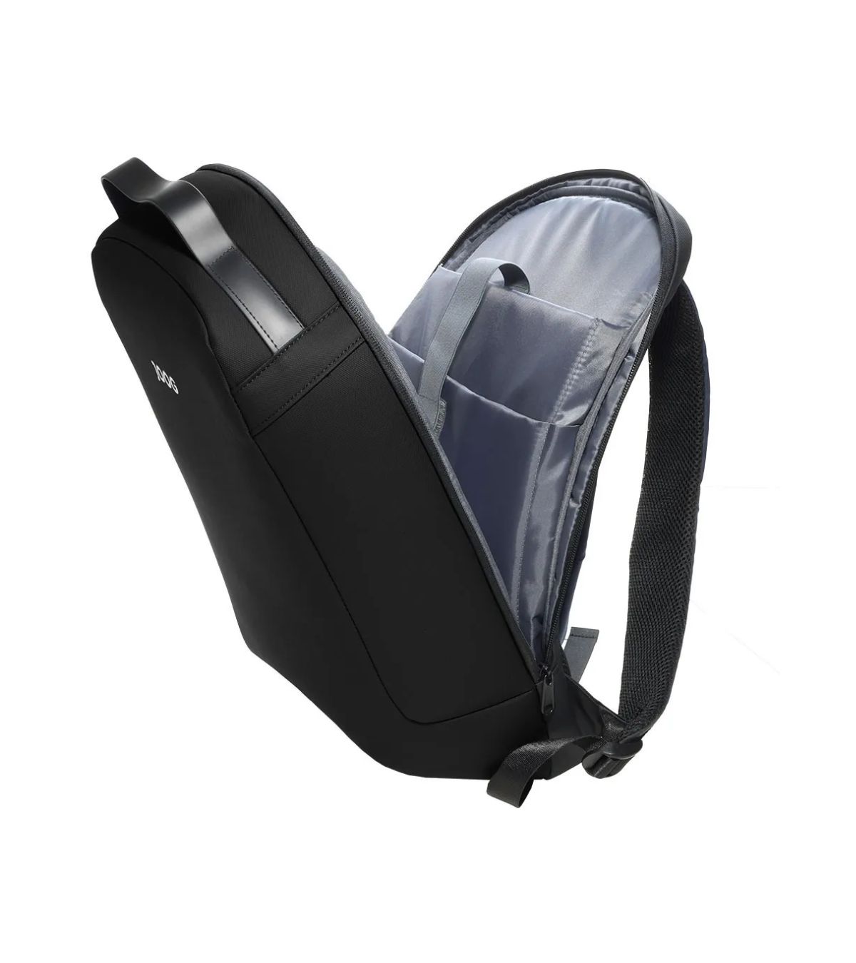 Compartimentos internos da mochila Joog preta