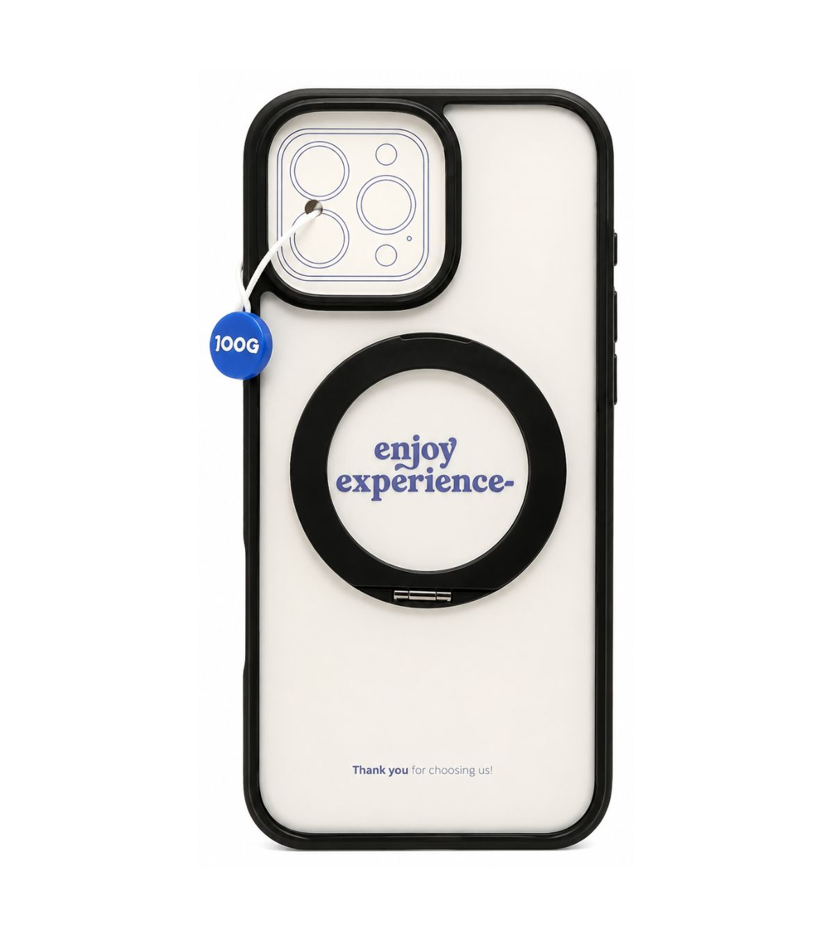 Capa 360 Stand Joog transparente e preta para iPhone 16 Pro Max