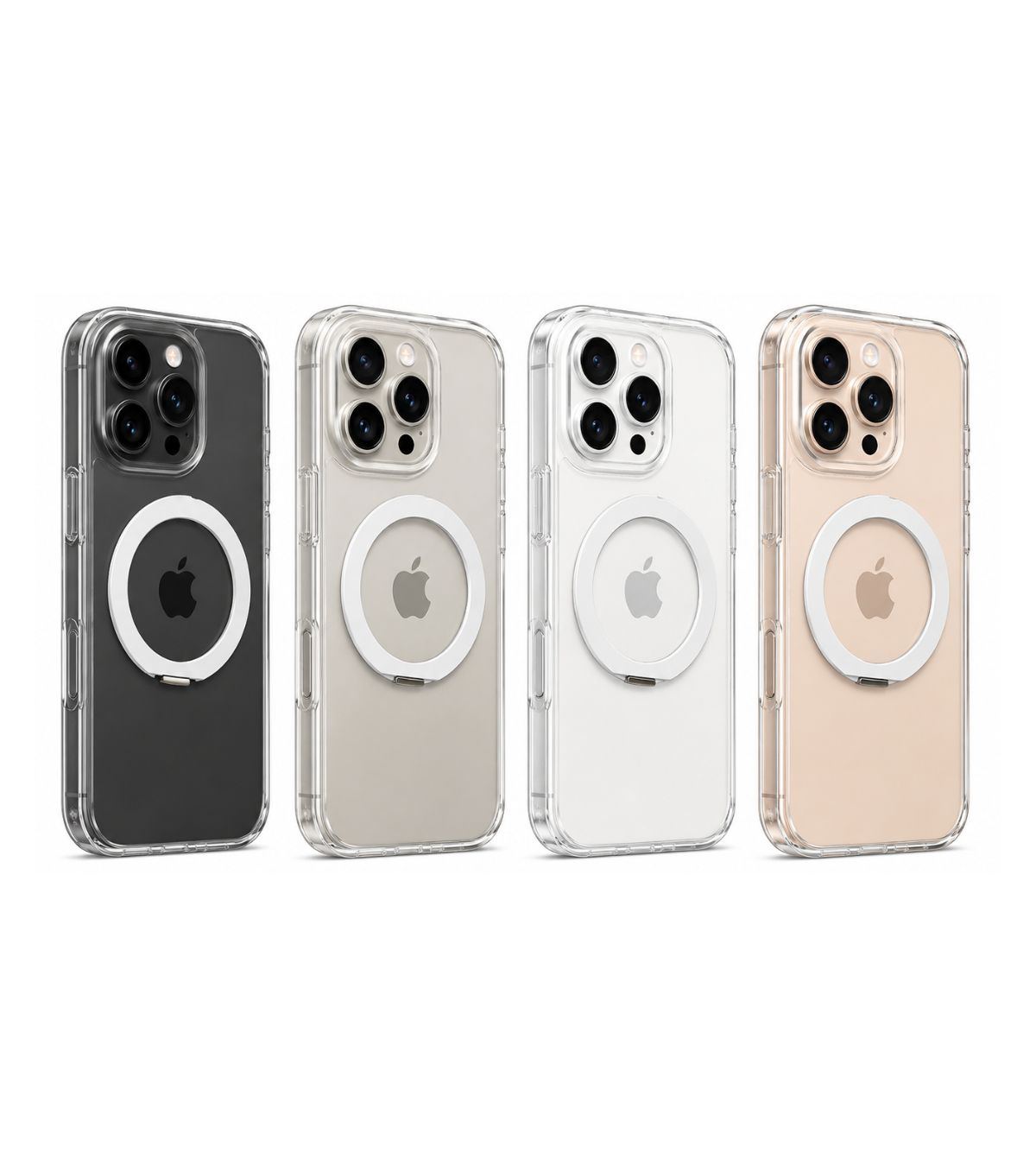 Modelos da Capa Neo Hybrid 360 Stand Joog branca para iPhone 16 Pro Max