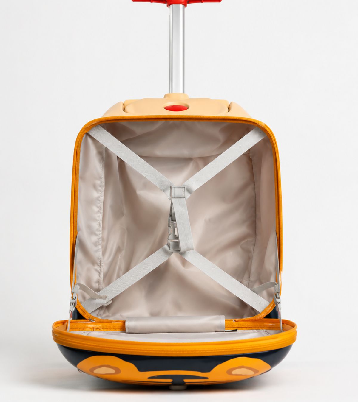 Interior da maleta infantil Joog Tiger com cintas organizadoras