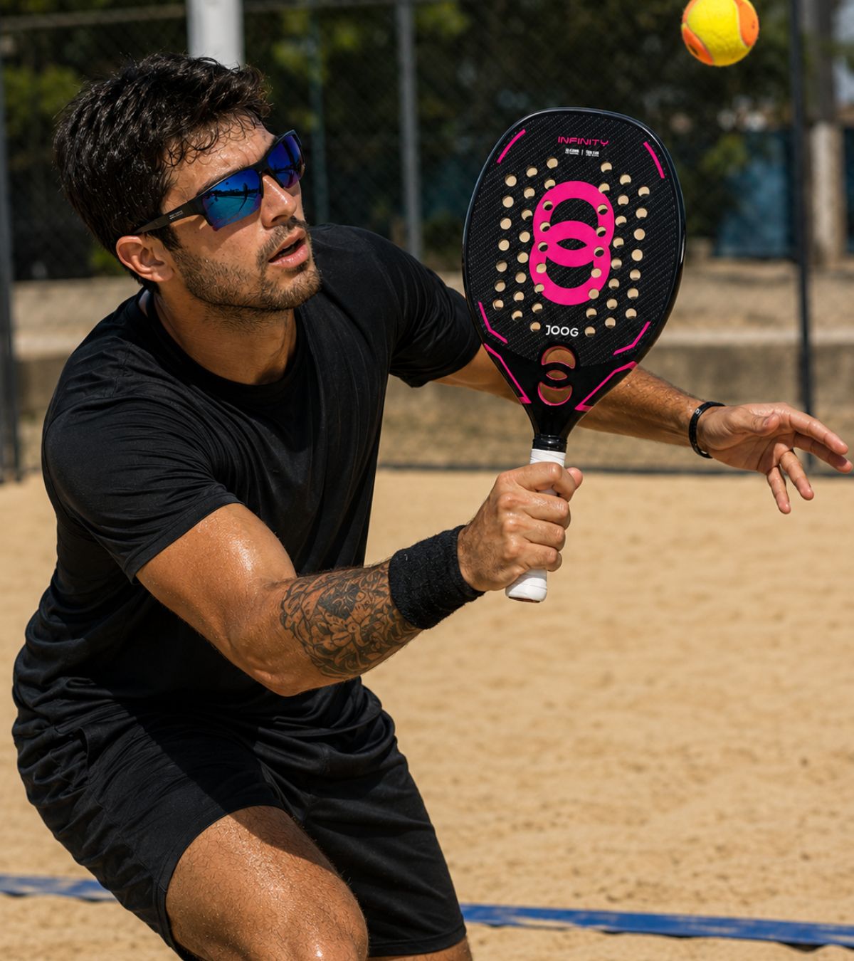 Raquete Beach Tennis JOOG Infinity preto e rosa