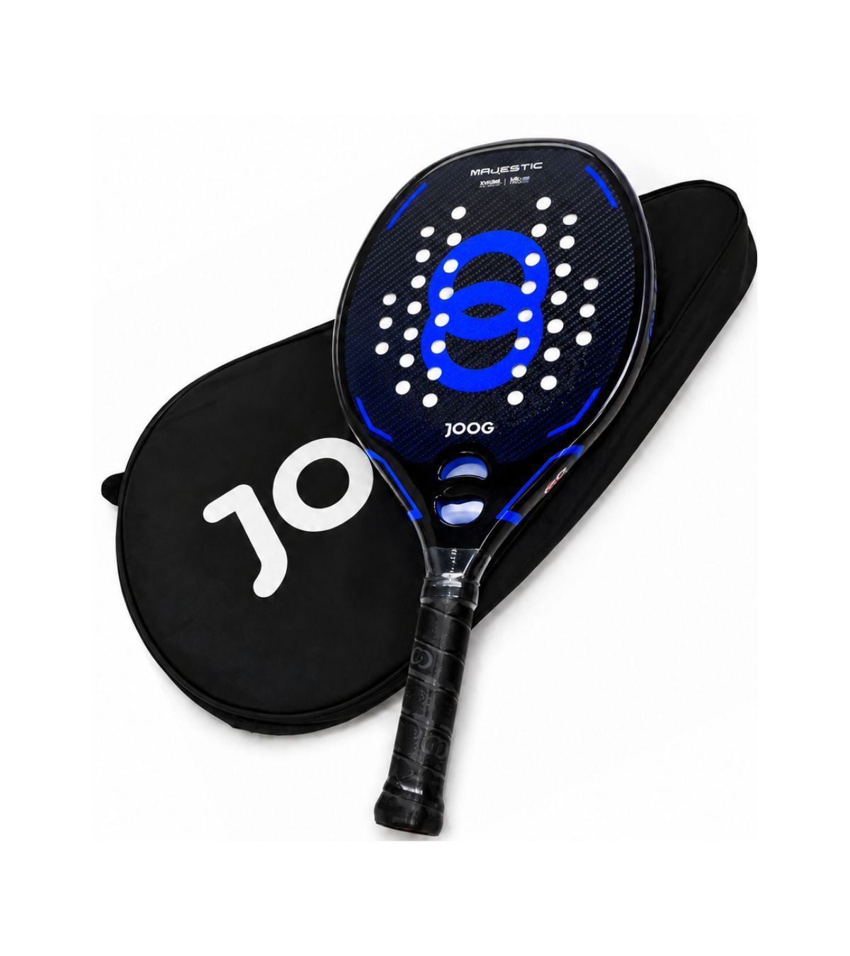 Raquete Joog Majestic preto e azul para beach tennis