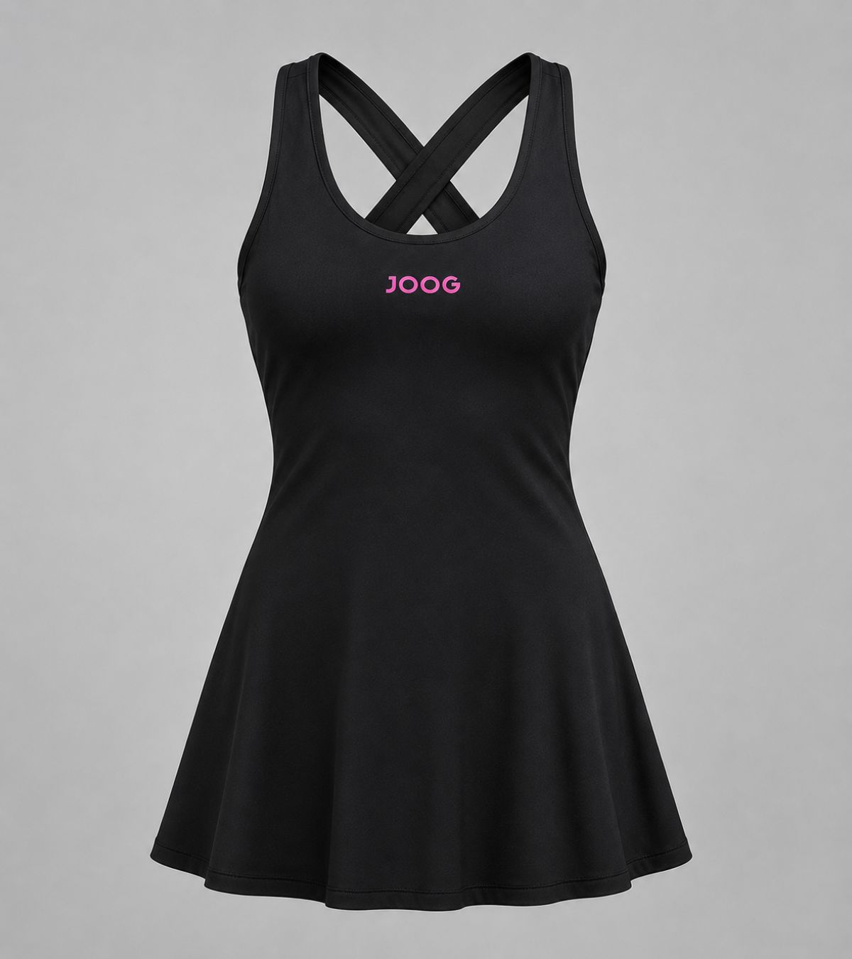 Vestido Blackout JOOG Preto feminino fitness com detalhes em rosa