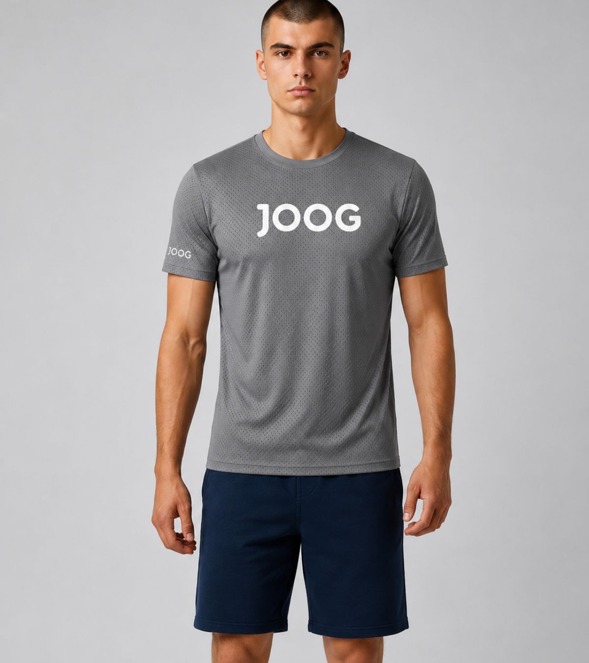 Camiseta fitness JOOG grafite microperfurada