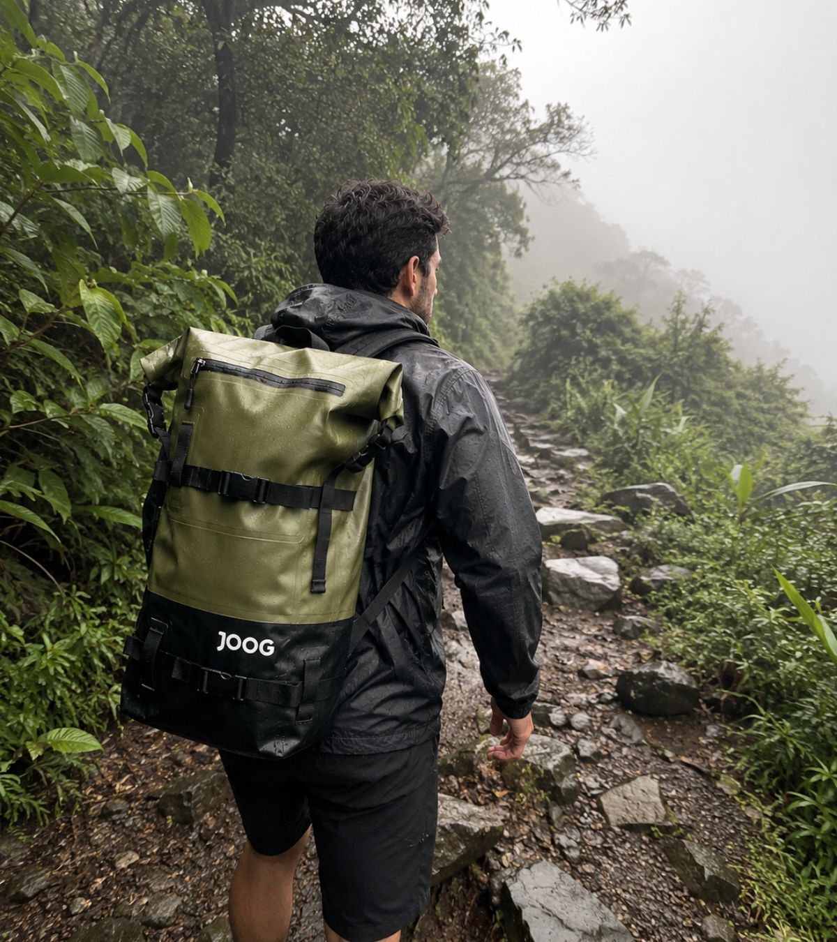 Mochila impermeável Joog verde para aventuras outdoor