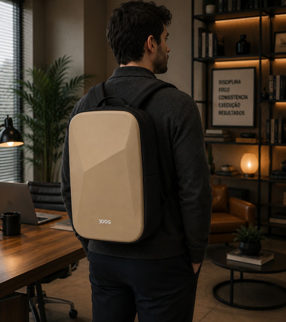 Mochila Joog Champagne elegante para trabalho e viagens