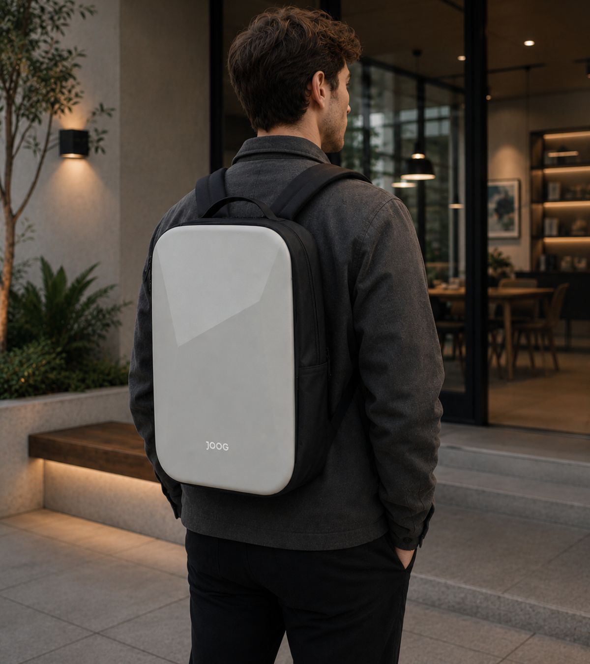 Mochila Joog cinza moderna para trabalho e viagens