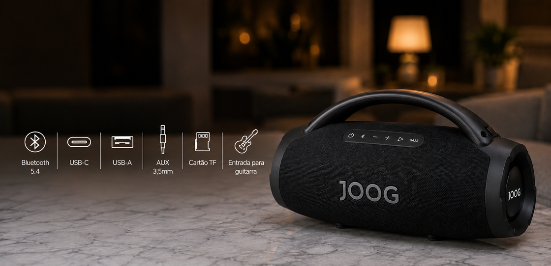 JOOG One HiFi Preto Bluetooth 5.4 e múltiplas conexões