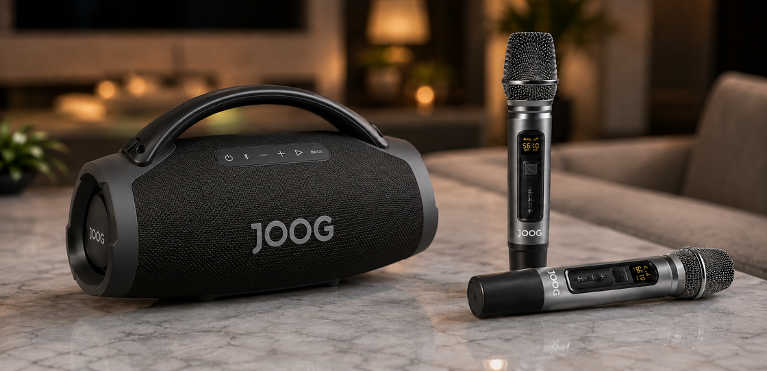 Karaokê com microfones JOOG One HiFi Preto